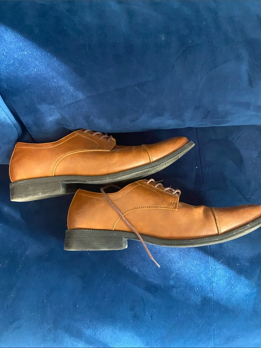 Alfani Brown Leather Cap-Toe Derby Shoes